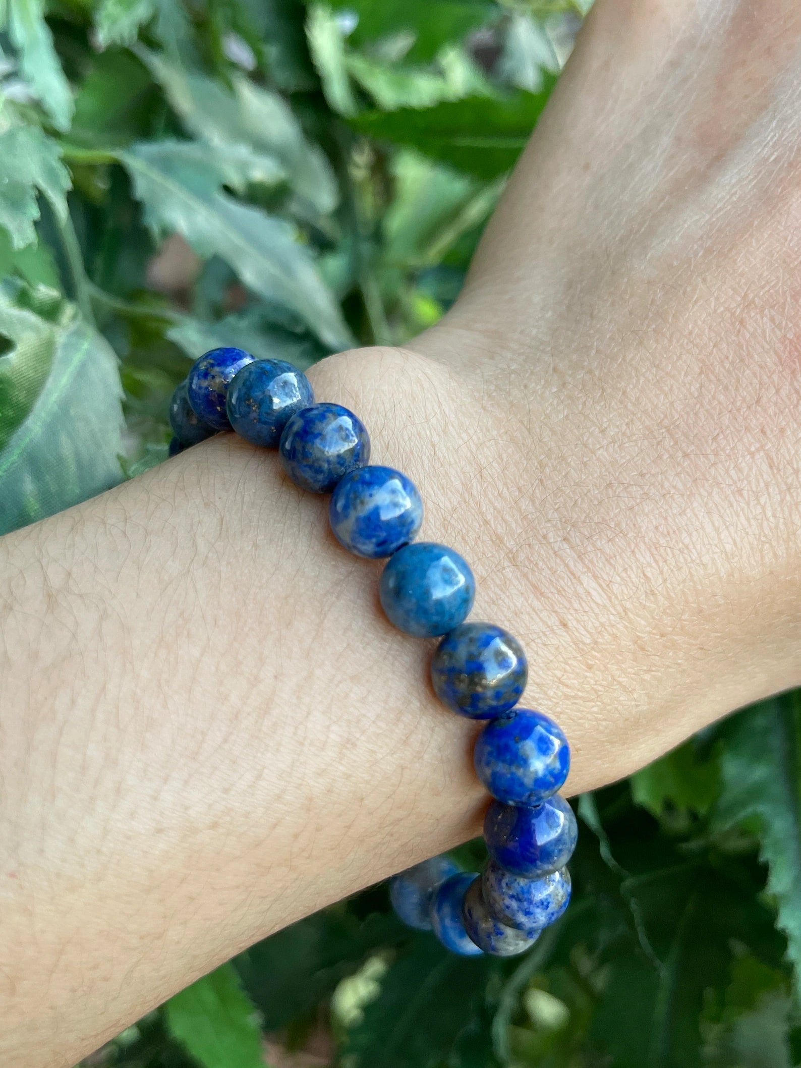 Silver crystal chained lapis lazuli bracelet - NicteShop
